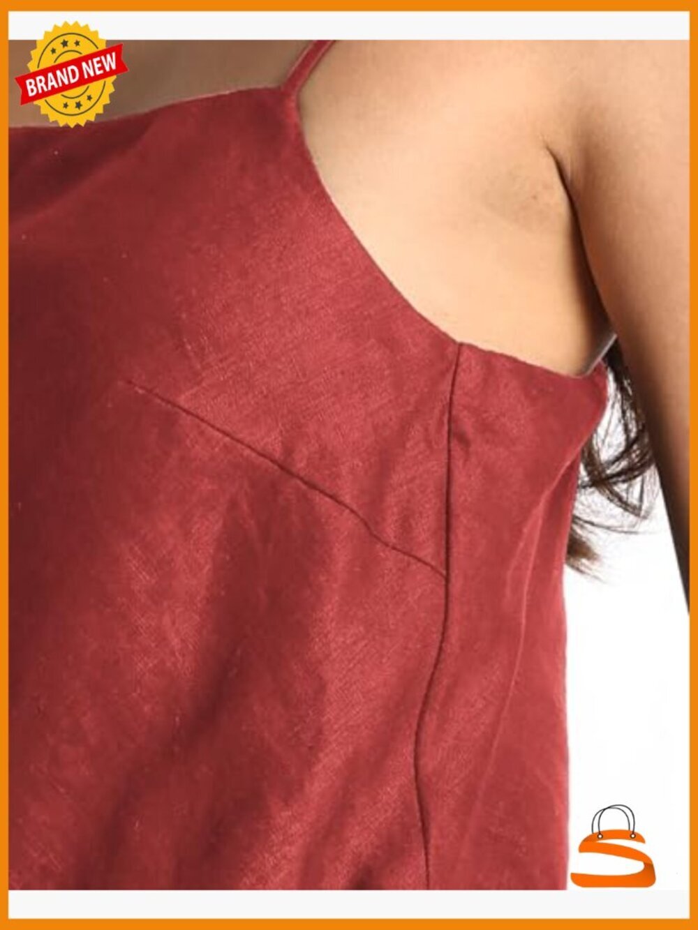 Pure Linen Summer Sleeveless Spaghetti Strap Mini Dress with Lining - Picture 6 of 7